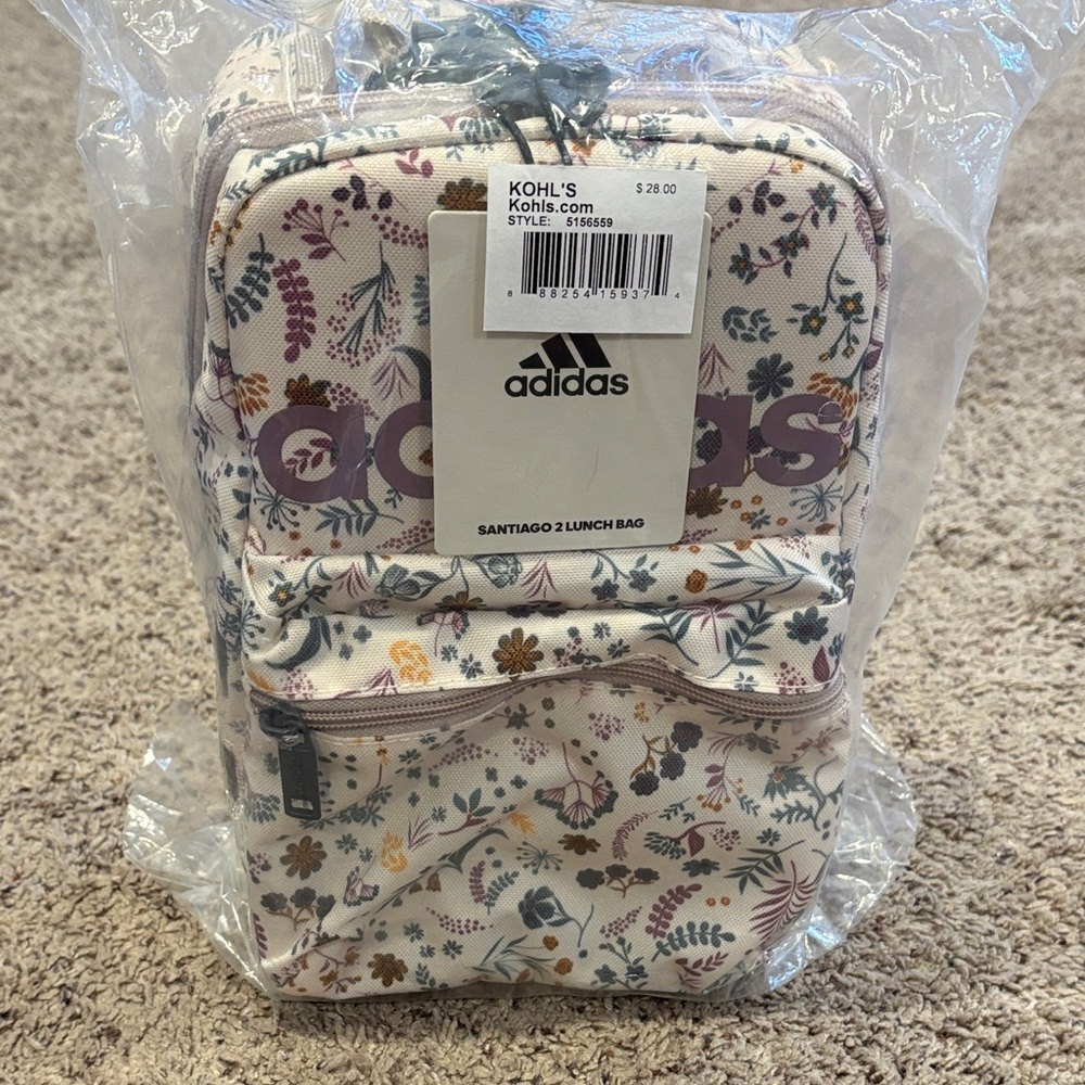 adidas Kids Floral Lunch Bag - Cream, Purple, Yellow, Green